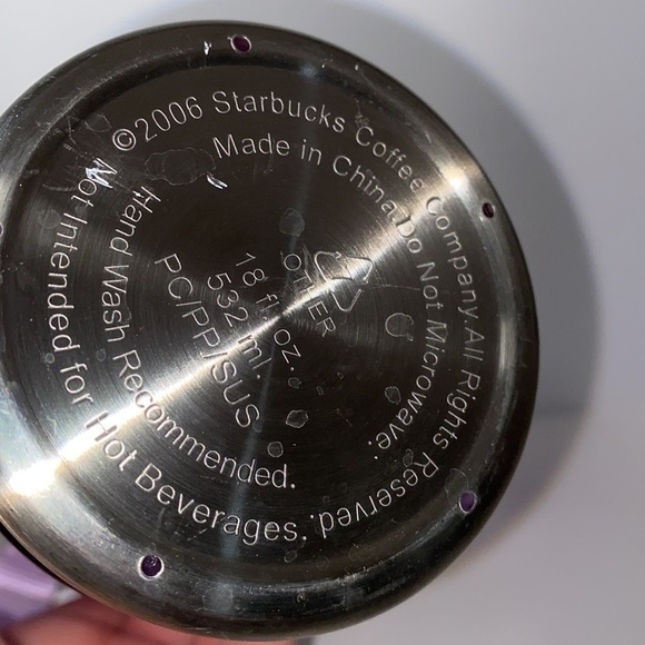 Starbucks tumbler purple plastic metal 18 oz screw top 2006 - Picture 5 of 5